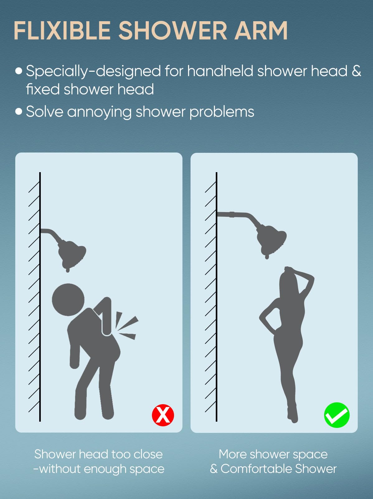 6-Inch Stainless Steel Shower Arm Extender - Matte Black Shower Head Extension Pipe for Bathroom | Perfect for Adjustable Shower Height & Handicap Accessibility