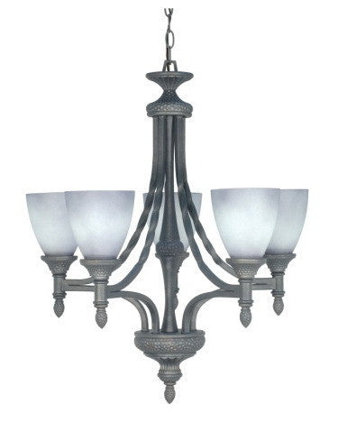 Nuvo Lighting 60 1053 Nottingham Collection 5-Light Chandelier in Pumice Stone Finish - Elegant Dining Room & Foyer Lighting Fixture for Modern Homes