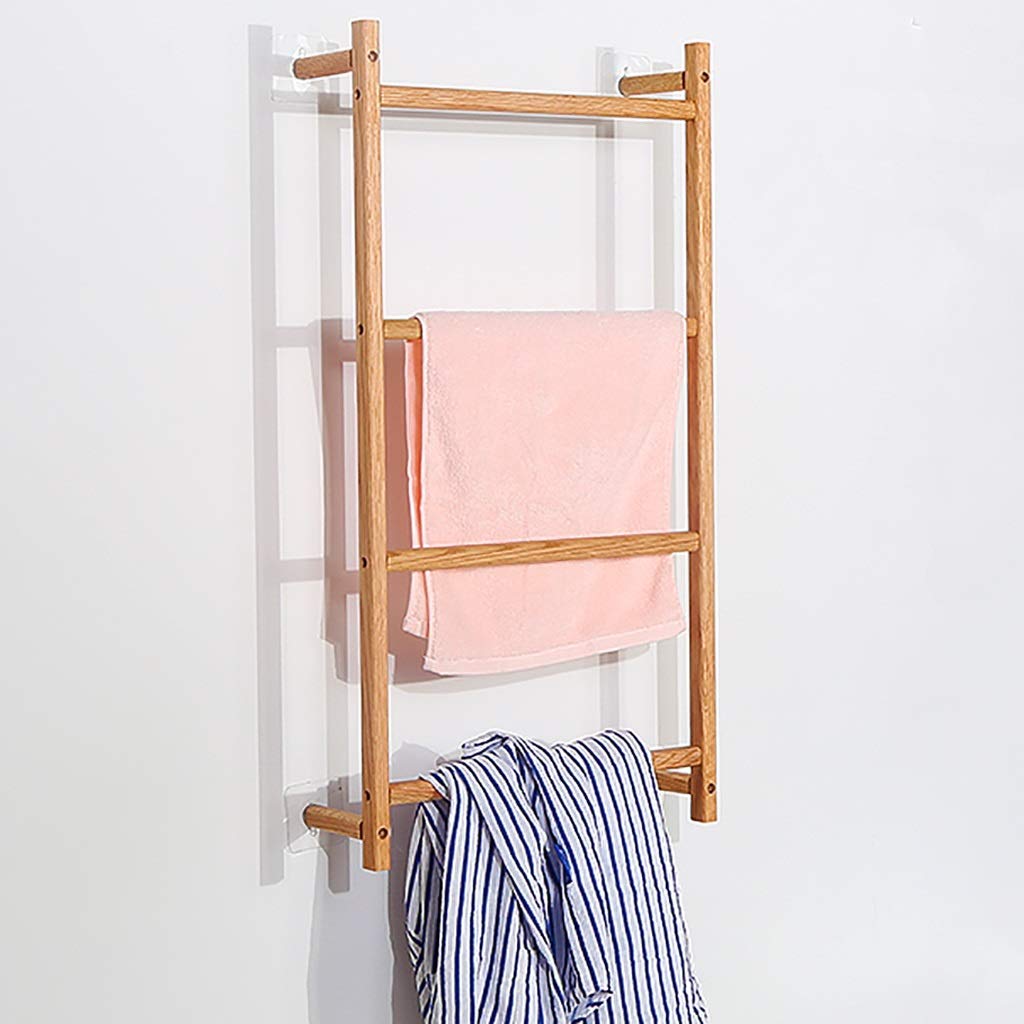 Wooden Wall Mounted Clothes Rack & Towel Holder - No Drill Installation for Bathroom, Bedroom, Dorm (Size 80x42x13cm) - Perfect for Organizing Scarves, Hats & Accessories