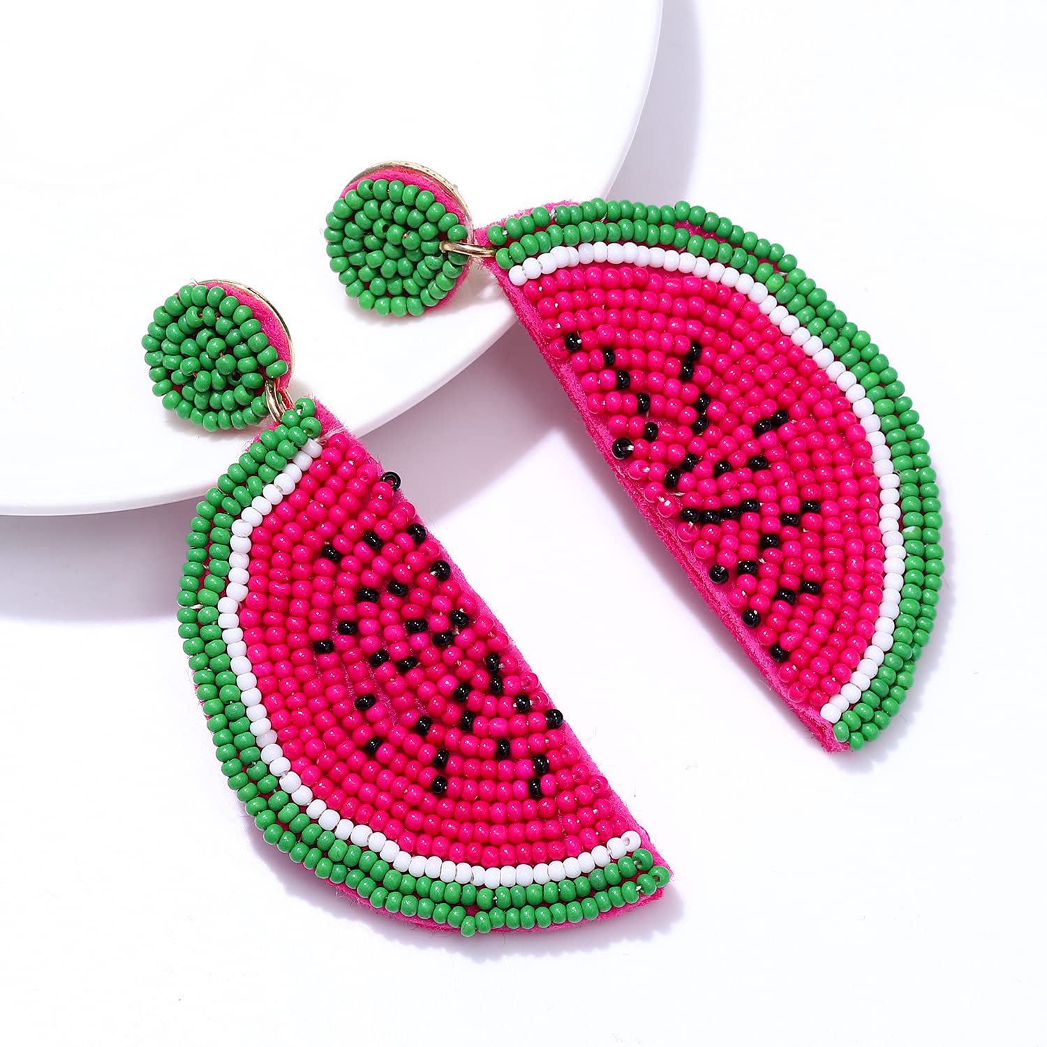 Handmade Boho Seed Bead Drop Earrings for Women - Tropical Fruit & Flamingo Dangle Earrings - Perfect for Summer, Beach Vacations & Boho Fashion Accessories