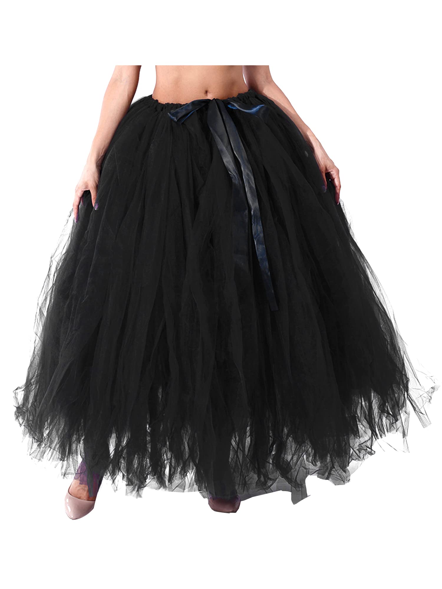 Plus Size Long Maxi Tutu Skirt for Women - Elegant Tulle Ballet Prom Party Wedding A-Line Skirt with Layered Mesh Design | Perfect for Dance Recitals, Formal Events & Special Occasions