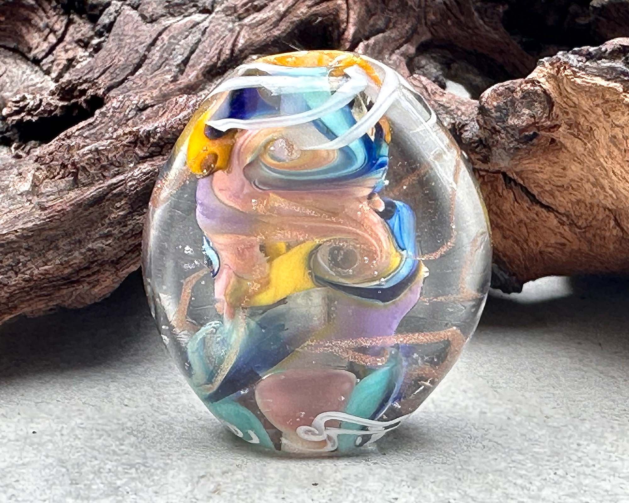 Handmade Electric Swirl Glass Lampwork Focal Bead for Jewelry Making - DIY Necklace, Bracelet & Earring Designs - Perfect for Artisans and Craft Lovers