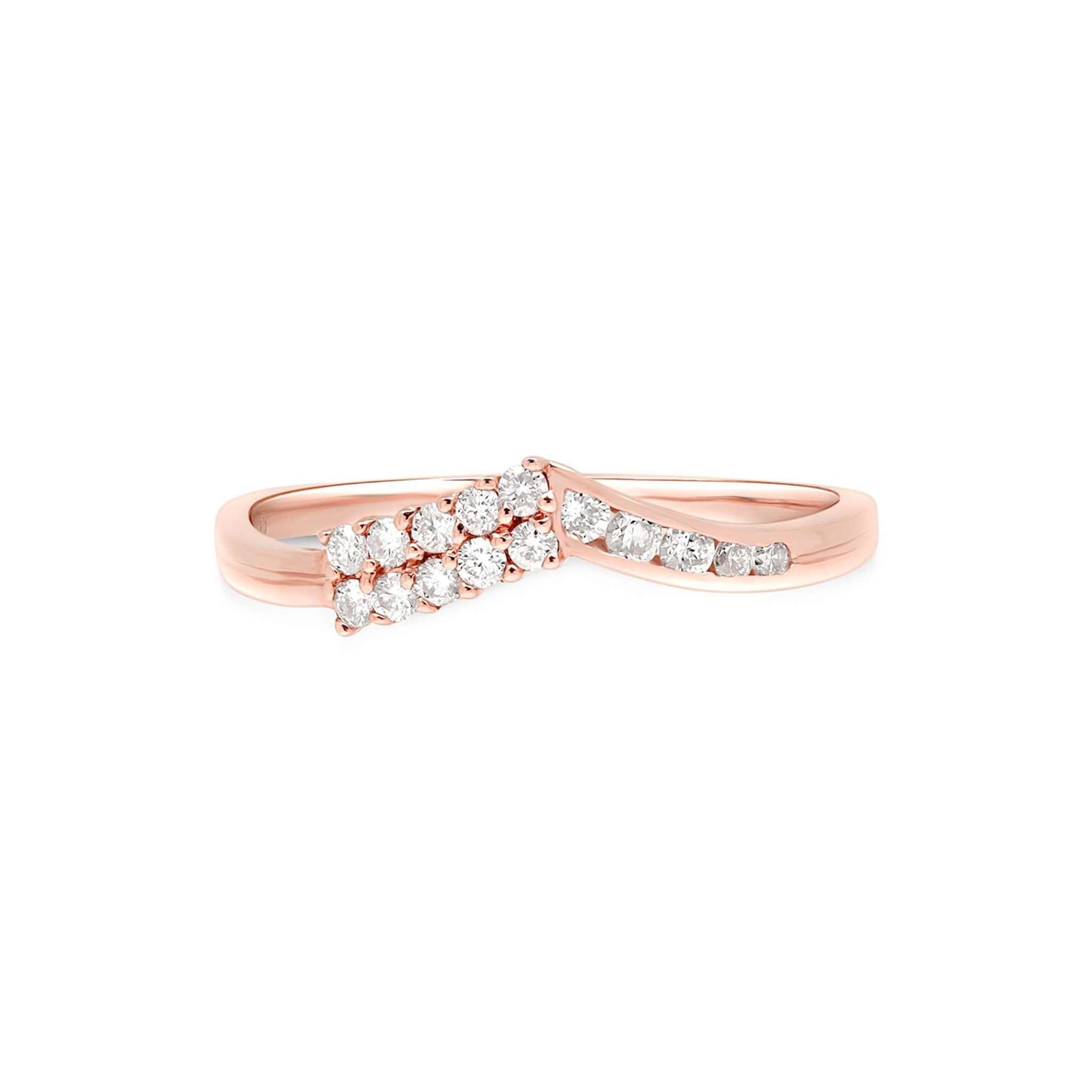 14k Rose Gold Diamond Chevron Eternity Band - Stackable Wedding Ring for Women | Perfect for Anniversary Gifts, Bridal Jewelry & Everyday Elegance