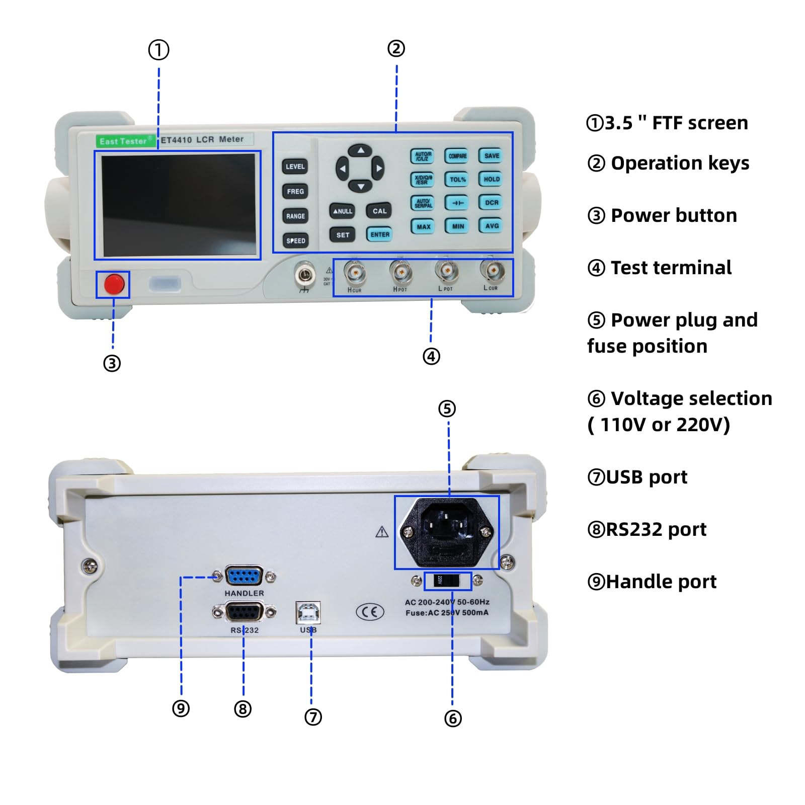 ET4410 Digital LCR Meter - 100KHz 0.1% Accuracy Capacitance Inductance Resistance Tester for Electronics Repair, Component Testing & Circuit Analysis