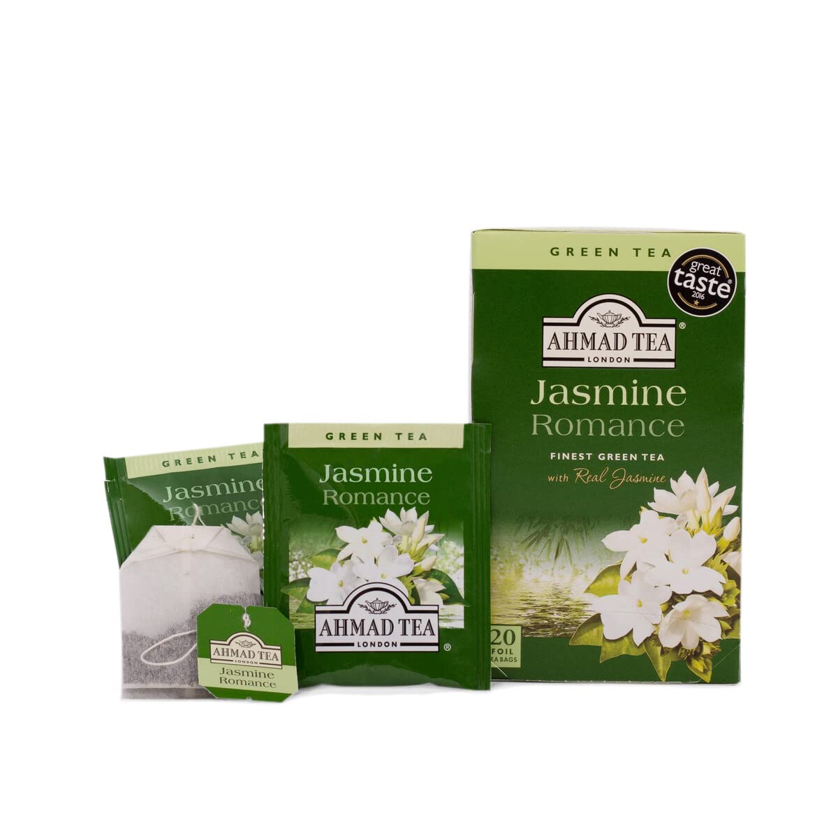 Ahmad Tea Jasmine Romance Green Tea - 20 Tea Bags per Box (Pack of 6) | Premium Floral Jasmine Green Tea for Relaxation & Afternoon Tea Time