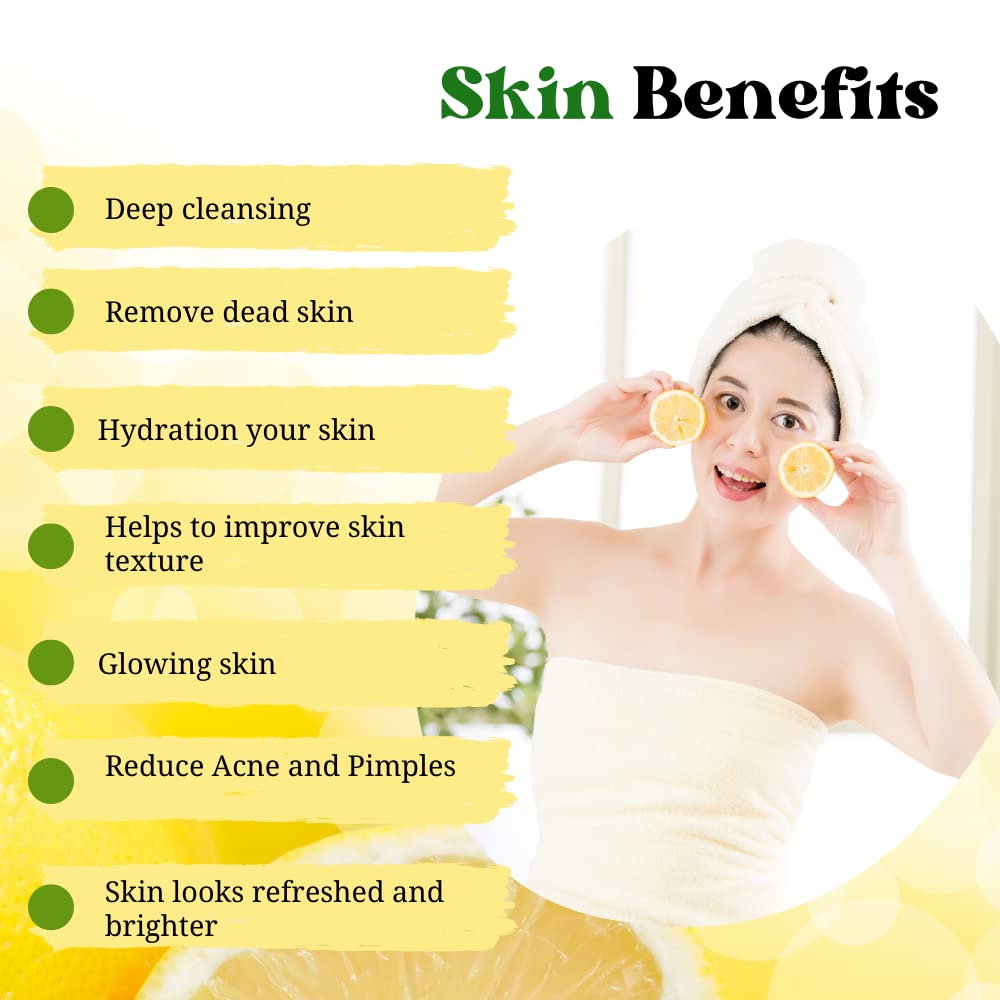 Ensley 100% Natural Lemon Peel Powder for Deep Cleansing & Exfoliation - 200g (Pack of 2) | Organic Face Scrub, Skin Brightening, DIY Beauty Recipes | Perfect for Spa Days & At-Home Skincare Routines