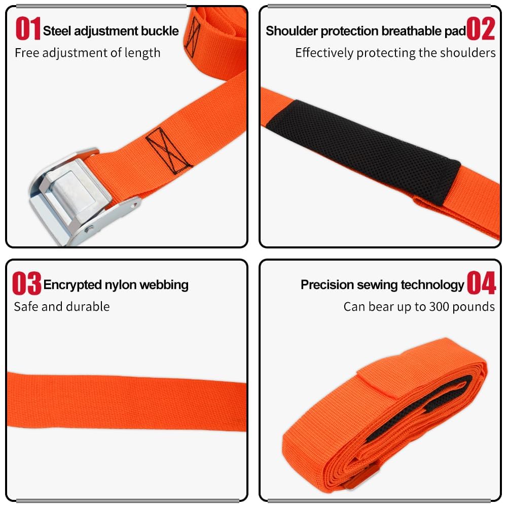 1-Person Heavy Duty Moving Straps - 600 lbs Capacity Lifting & Moving System with Shoulder Straps & Handles - Ideal for Furniture, Appliances & Large Objects (Orange) - Perfect for Home Moves, DIY Projects & Warehouse Use
