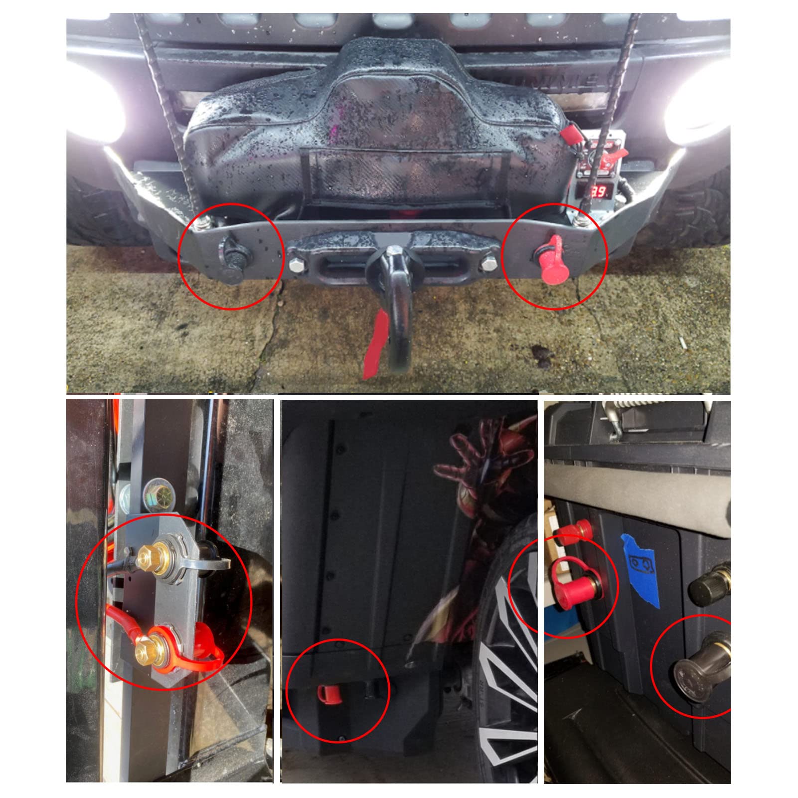 Red & Black Battery Charger Post with 20mm Waterproof Insulating Cap - Universal Car, Truck, RV, Tractor & Boat Battery Terminal Jumper Studs - Ideal for Remote Charging, Jump Starts & Marine Applications