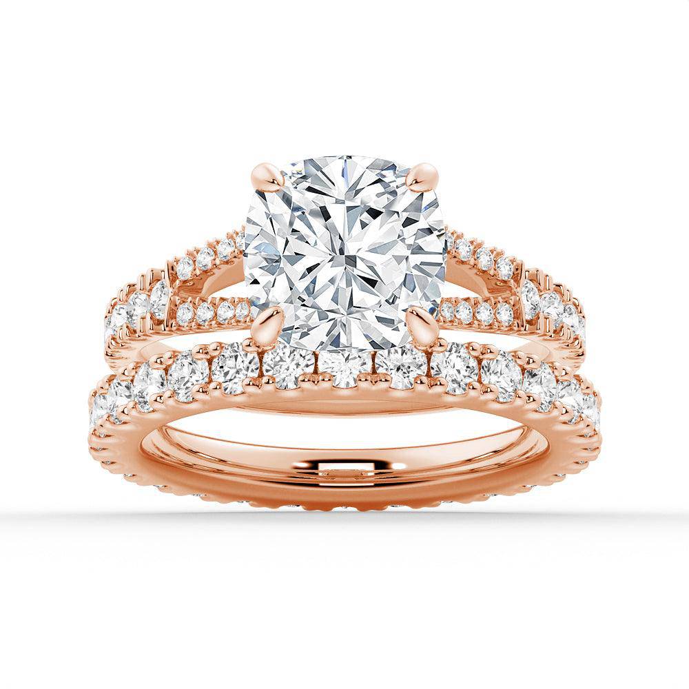 Exquisite Cushion Cut Split Shank Moissanite Engagement Ring Set with Matching Wedding Band - Perfect for Proposals, Anniversaries & Bridal Jewelry