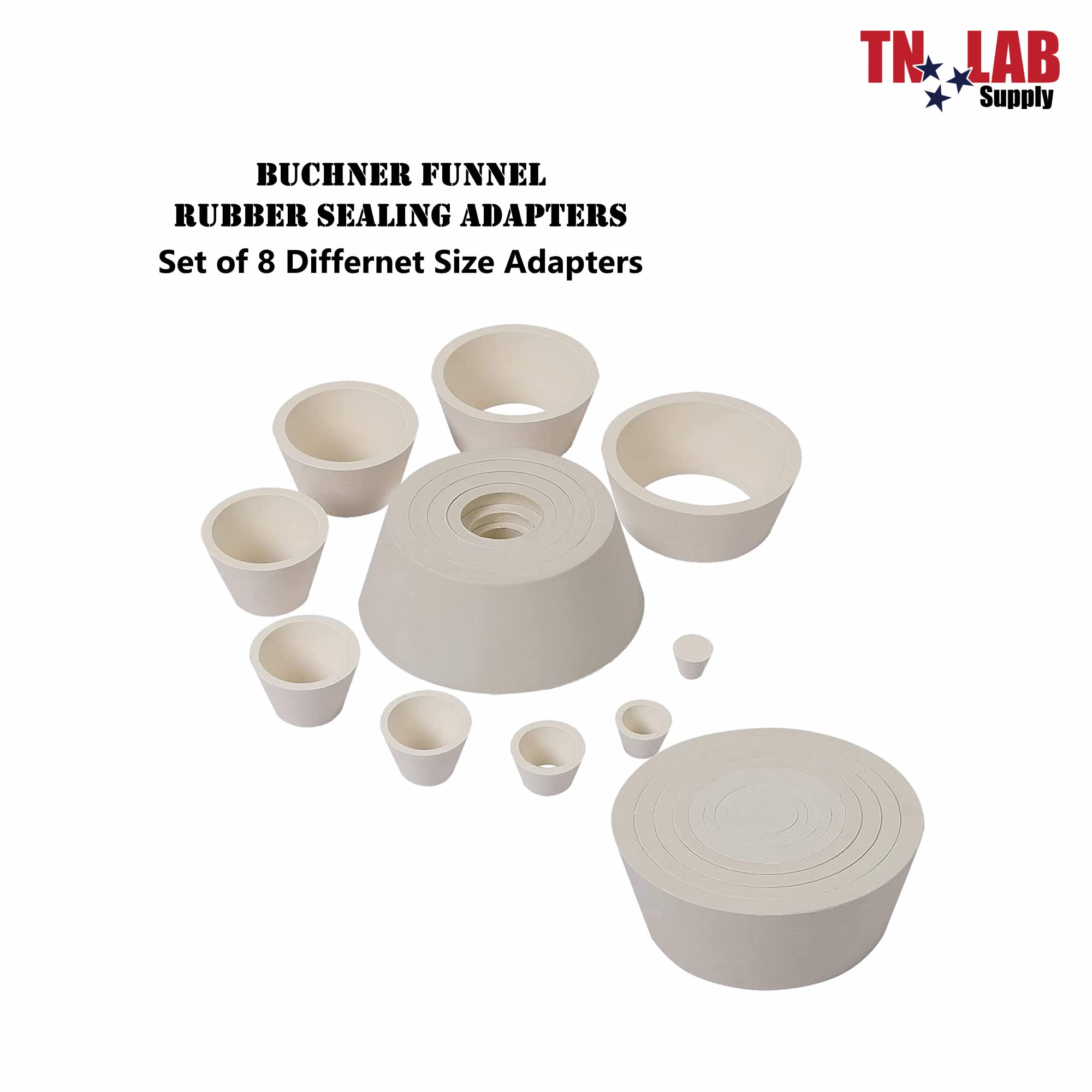 Buchner Funnel Vacuum Filtration Kit - 8 Sizes Laboratory Glassware Set for Chemistry Experiments & Scientific Research - Perfect for Solvent Filtration, Distillation & Lab Analysis