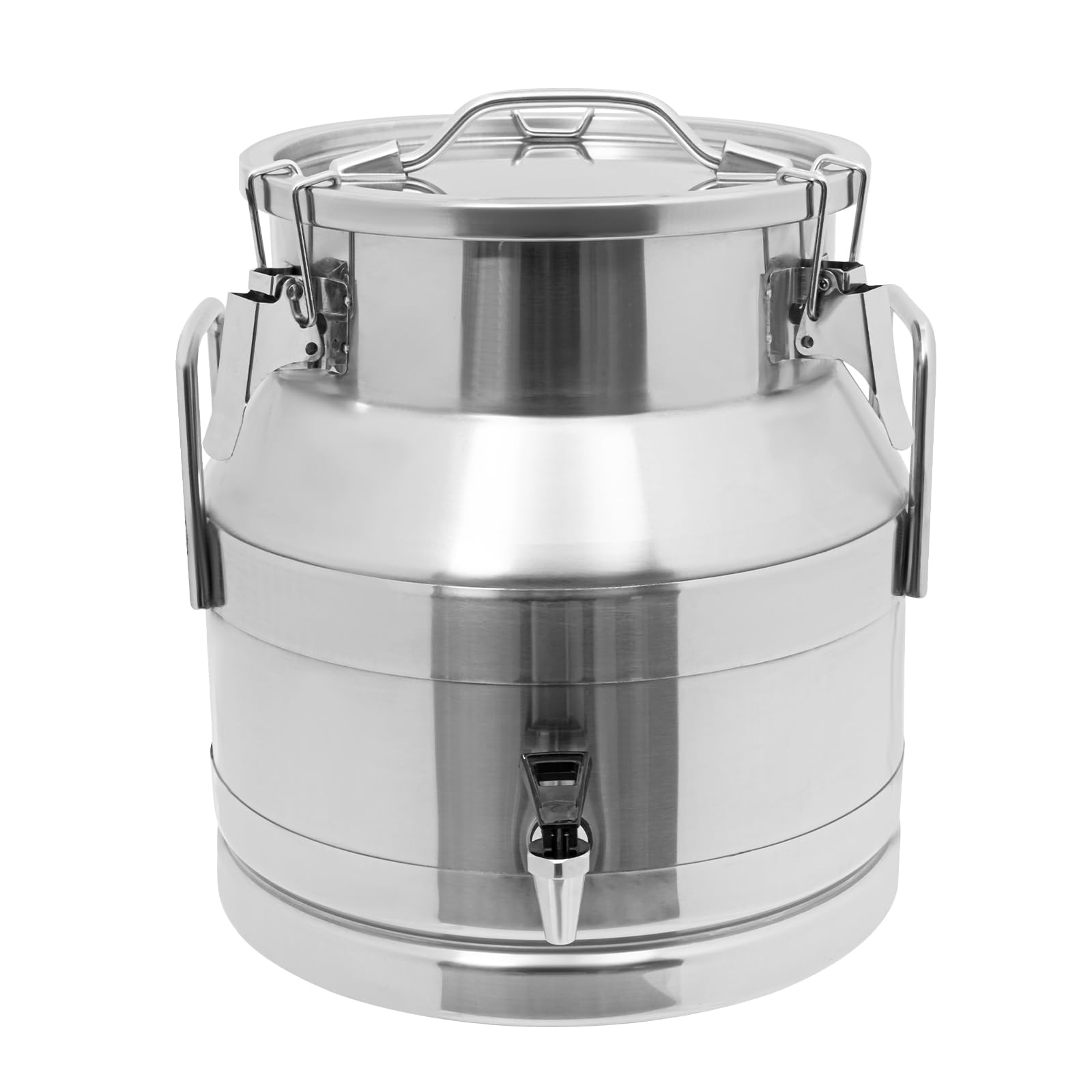 20L (5.28 Gallon) Heavy Duty Stainless Steel Milk Can with Sealed Lid & Faucet - Multi-Purpose Wine Pail, Milk Bucket, Tote Jug for Home Brewing, Dairy Storage, and Outdoor Use