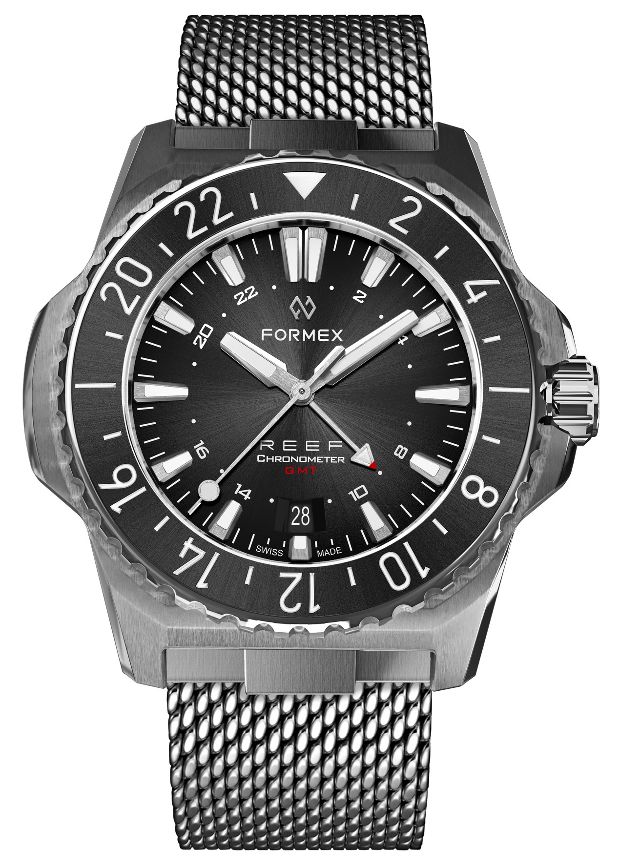 Formex REEF GMT Diver Watch - Black & Red Ceramic Bezel, Swiss Automatic Movement, 300M Water Resistant | Perfect for Scuba Diving, Travel & Luxury Watch Collectors