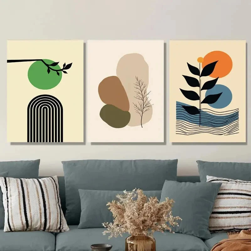 3-Piece Abstract Minimalist Modern Green Wall Art Set - Framed Canvas 40x60cm (16x24in) - High Quality Print - 100% Australian Made - Ready to Hang - Perfect for Living Room, Bedroom & Office Decor