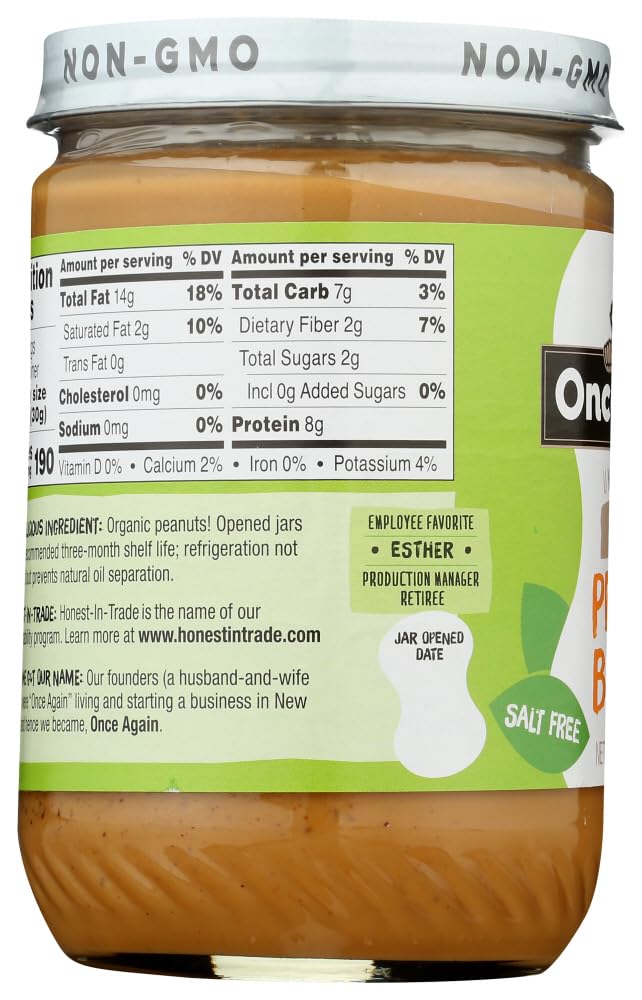 Organic Creamy Peanut Butter - No Salt Added - 16 oz (Pack of 12) - Bulk Purchase for Smoothies, Baking & Healthy Snacks