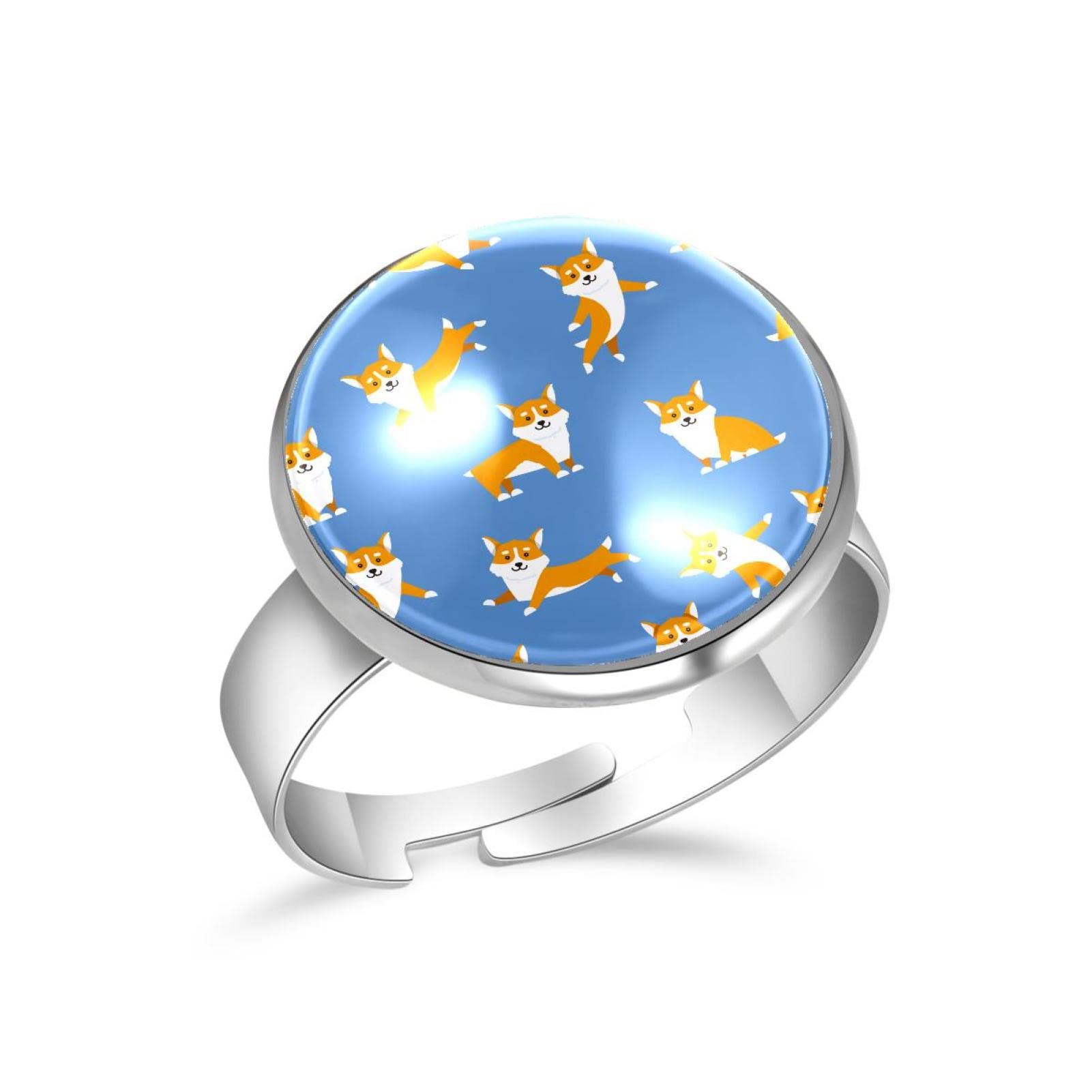 Adjustable Corgi Dog Pattern Rings for Women - Anniversary & Birthday Jewelry Gifts - Perfect for Casual Wear, Date Nights & Special Occasions