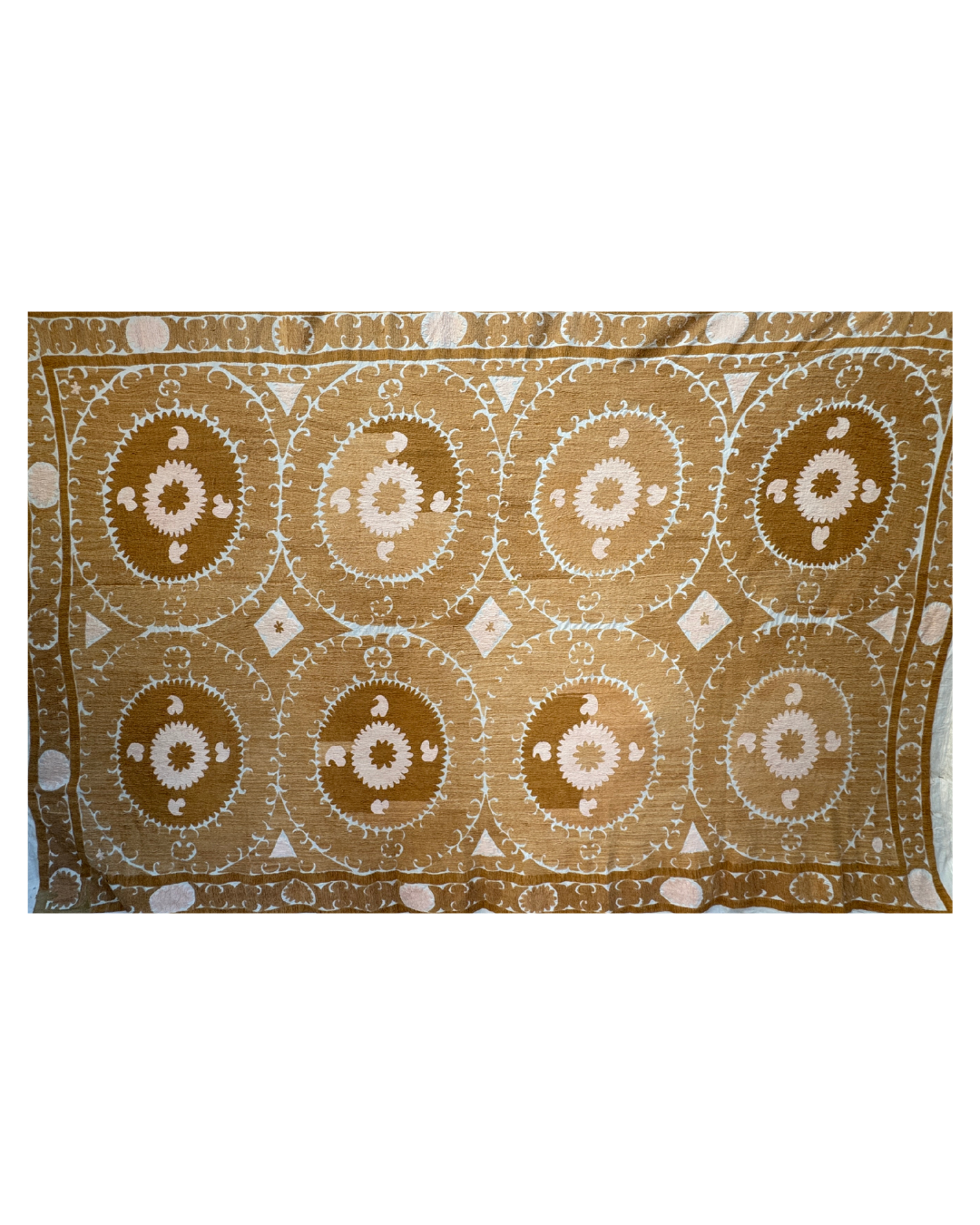 Extra Large Suzani 017 - Premium Handmade Embroidered Cotton Throw Blanket - Boho Chic Home Decor for Living Room, Bedroom & Outdoor Use