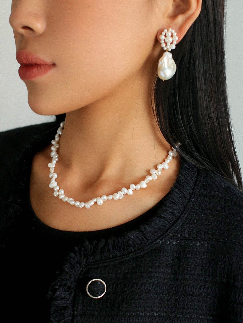 Handwoven Baroque Pearl Earrings - Elegant Wrapped Pearl Jewelry for Women | Perfect for Weddings, Parties & Special Occasions