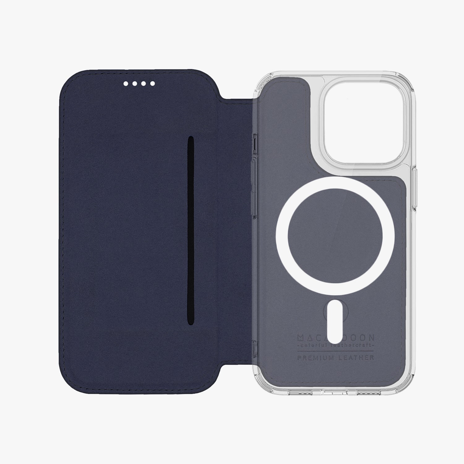 Premium iPhone 15 Pro Leather Flip Case with MagSafe - Slim Protective Cover with Clear Back for Wireless Charging | Perfect for Work, Travel & Everyday Use