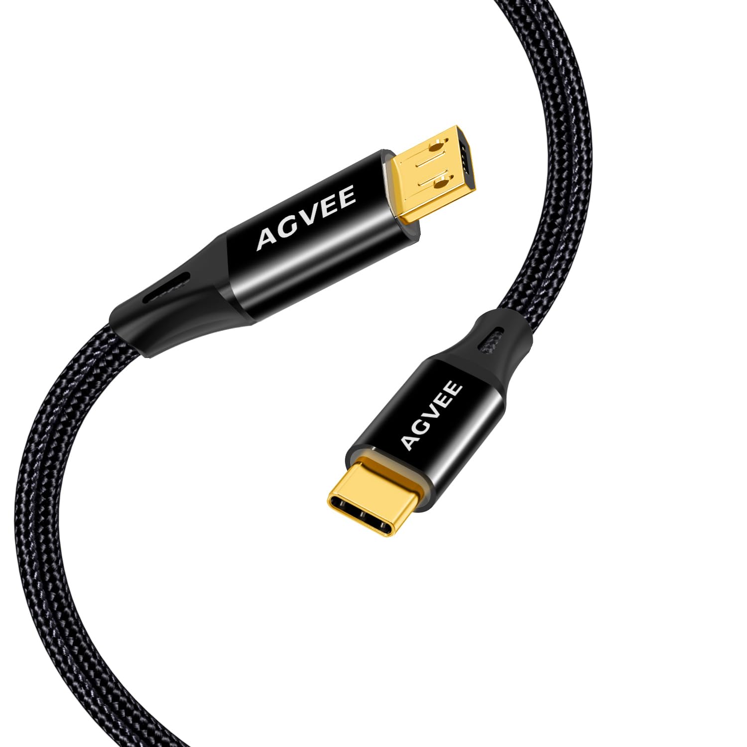 AGVEE 2 Pack 6ft USB-C to Micro USB OTG Cable - Braided Nylon Fast Charging & Data Sync Cord for Samsung Galaxy S7/S6/J7/J3, LG Phones, PS4/Xbox Controllers, Kindle, Android Devices - Perfect for Gaming & Mobile Charging (Black)