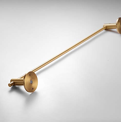 21.6 Inch Brass Towel Bar with 5 S-Shaped Hooks - Brushed Gold Bathroom & Kitchen Towel Rack - Perfect for Hanging Towels, Robes, and Kitchen Utensils in Modern Homes