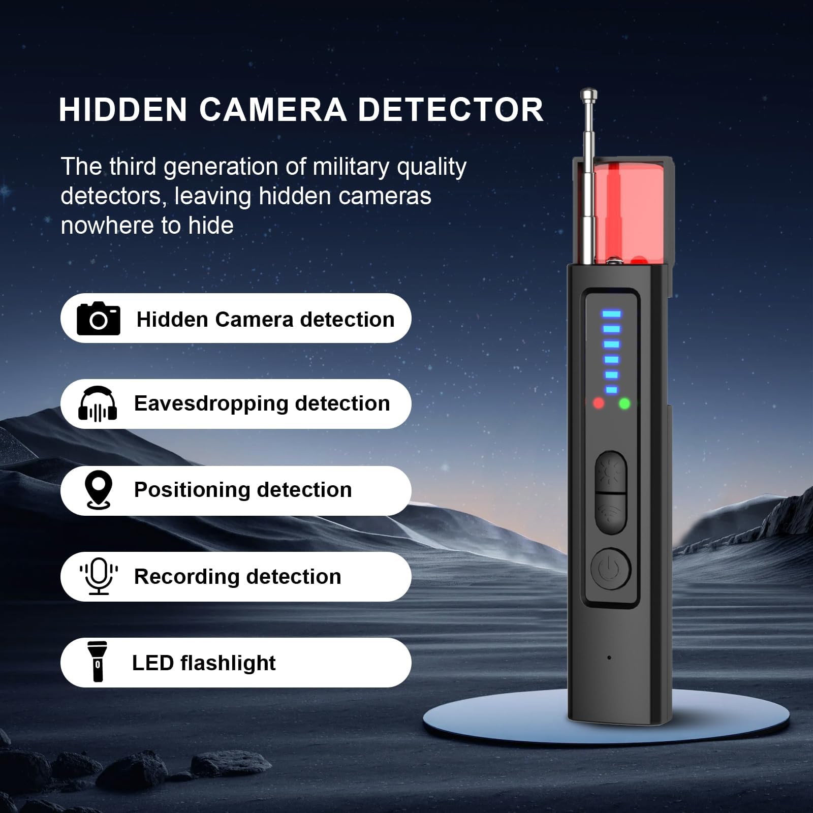 Portable Hidden Camera Detector for Car, Home & Travel - Wireless Bug Finder