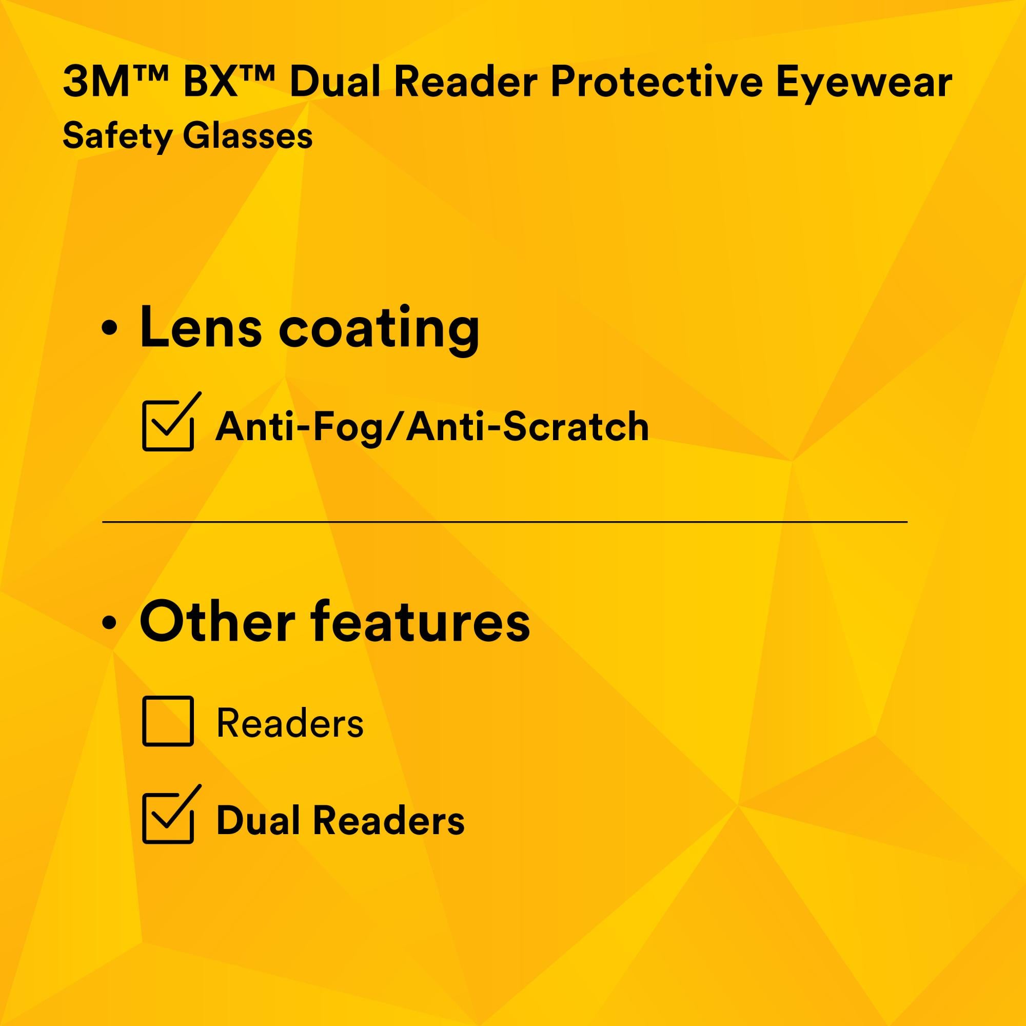 3M BX Dual Reader Protective Eyewear 11458-00000-20 - Clear Anti-Fog Safety Glasses for Reading & Work - Perfect for Construction, Lab Work, and DIY Projects