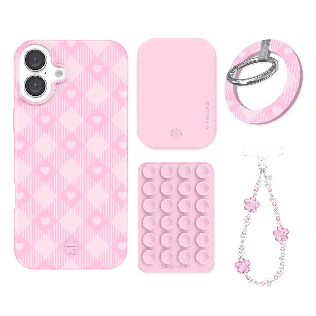 Pink Gingham iPhone Case with Grip - Cute and Protective Phone Cover for iPhone 13, 12, 11 - Perfect for Everyday Use, Travel, and Work