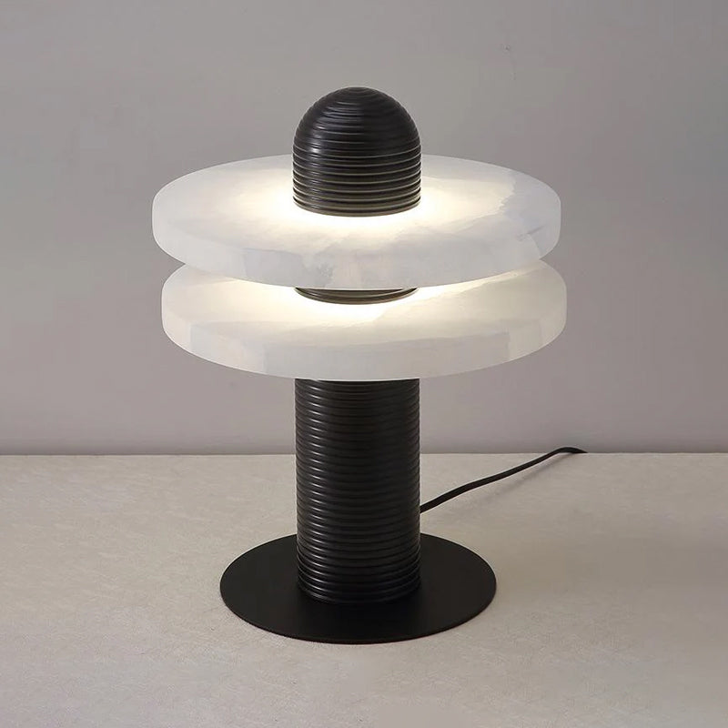 Alabaster Comet Table Lamp - Modern Nightstand & Bedside Lighting for Bedroom, Living Room, Office - Warm White LED Light with Touch Dimmer
