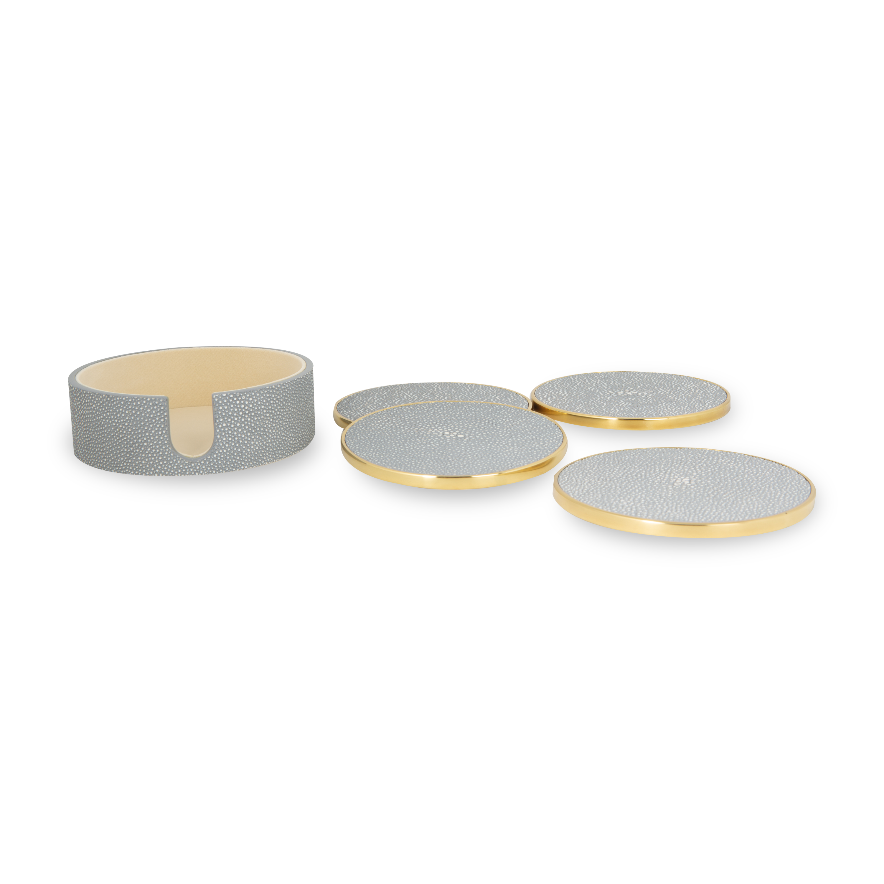 Luxury Faux Shagreen Coasters Set of 6 - Elegant Drink Coasters for Home & Office - Waterproof & Heat Resistant Table Protectors for Wine Glasses, Coffee Mugs & Cocktails - Perfect for Dinner Parties & Entertaining