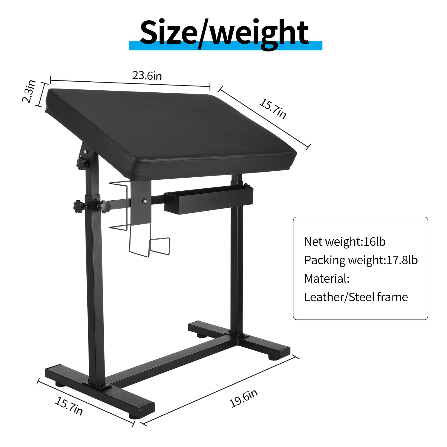 Professional Heavy Duty Tattoo Arm Rest Stand with PU Leather & Soft Sponge - Adjustable Height & Angle, Stable Oversized Armrest with Storage Rack - Perfect for Tattoo Artists, Permanent Makeup & Body Piercing Studios