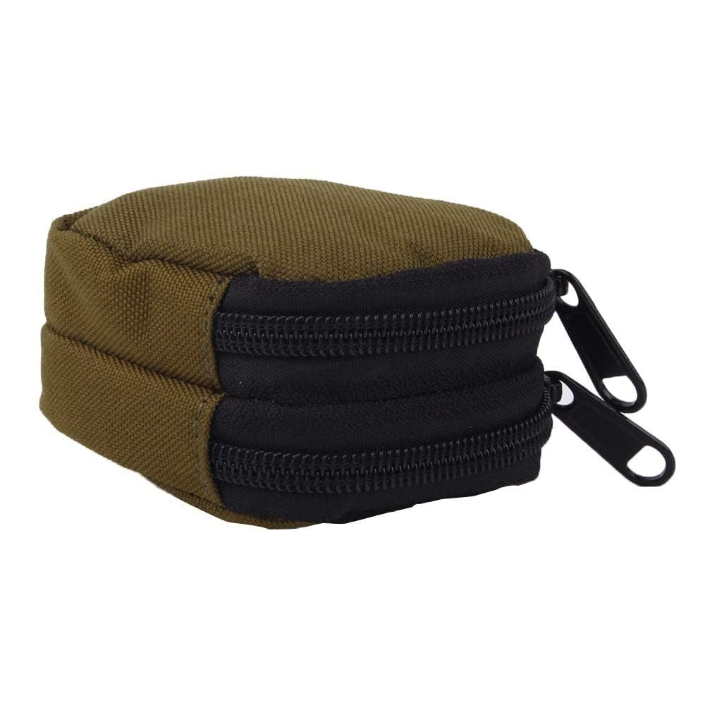 Tactical Coin Pouch Keychain - Small Round Military Gear Pouch for Outdoor Camping, Hunting & Hiking - Perfect for Storing Coins, Keys & Wireless Headset Accessories