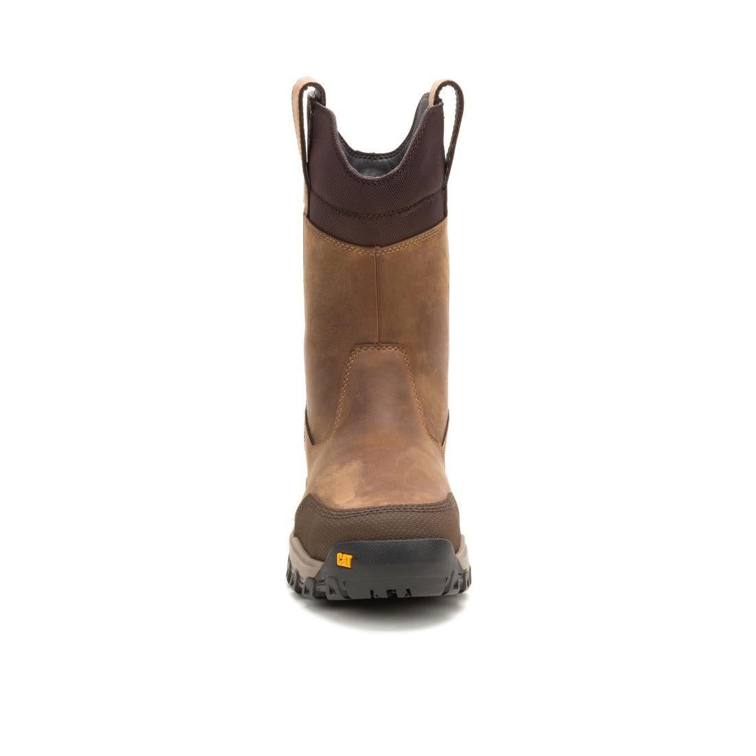 Threshold Rebound Pull-On Waterproof Steel Toe Work Boots for Men - Bison Leather - Slip Resistant & Comfortable for Construction, Warehouse & Outdoor Jobs