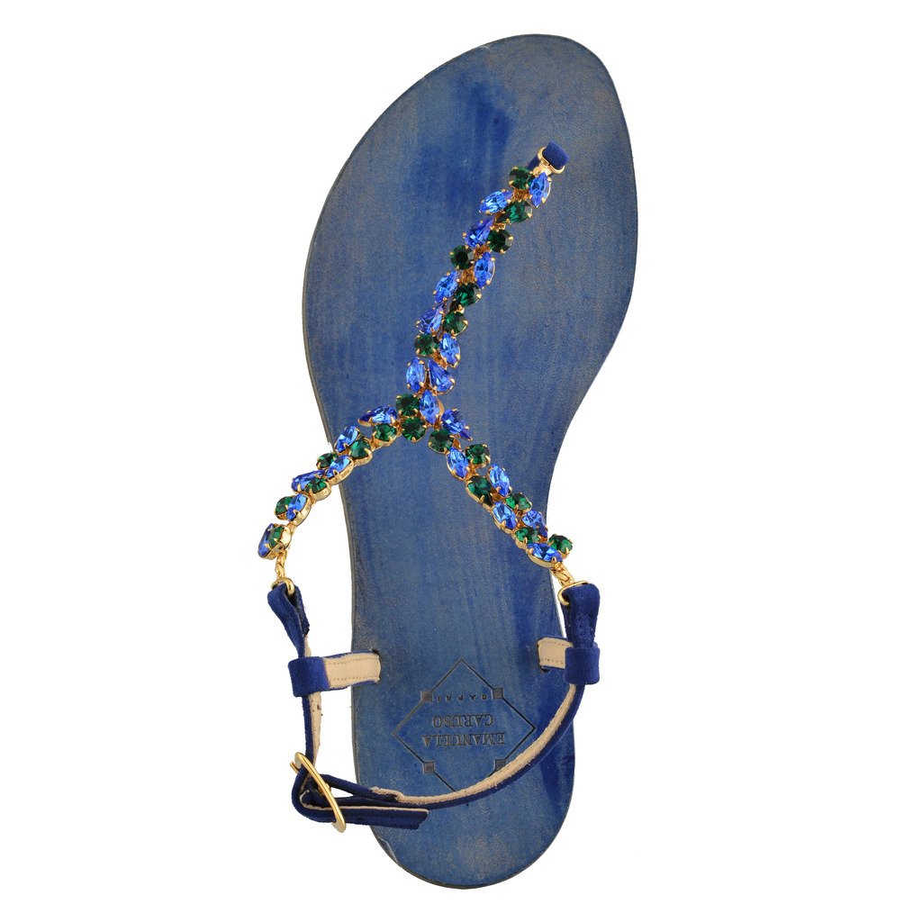 Capri Women's Flat Sandals with Stone Trim - Size US 5 / EU 35 - Comfortable Summer Beach Shoes for Casual Outings & Vacation Wear