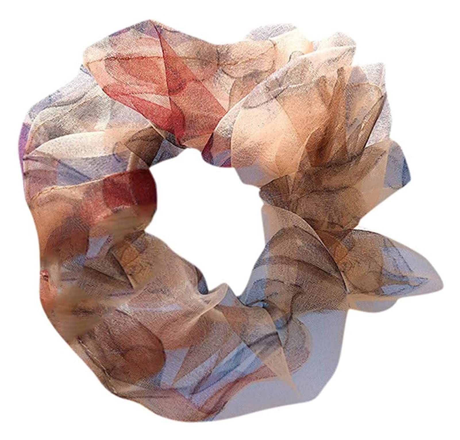 Fashionable Mesh Hair Scrunchies for Women - Soft Stretchy Hair Bands & Headbands for Girls - Beige One Size Hair Rings & Hair Circles - Perfect for Everyday Wear, Workouts, and Photo Shoots