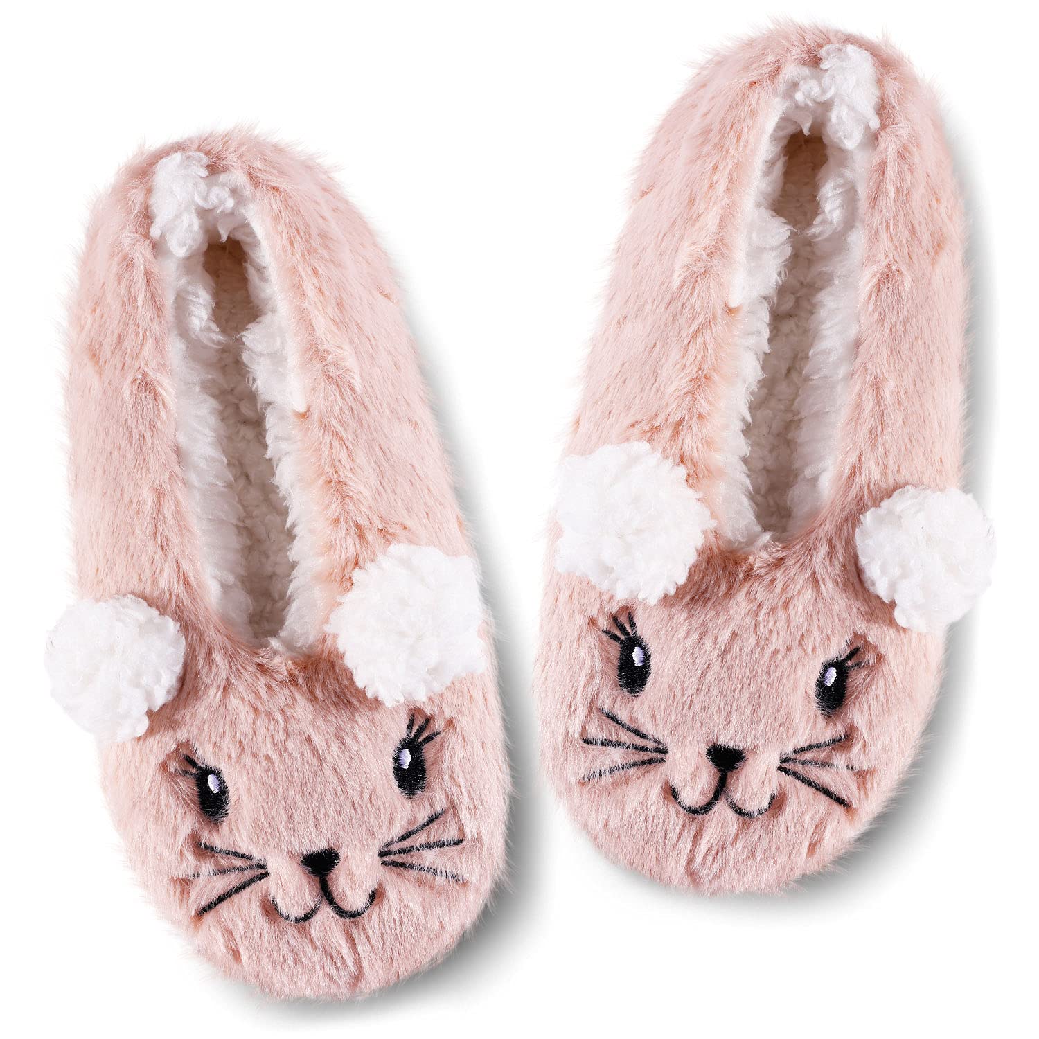Cozy Fuzzy Cat Slipper Socks for Women - Non-Slip Sherpa House Socks with Grippers | Warm Winter Indoor/Outdoor Slippers for Women & Girls | Perfect for Home, Lounge & Gift Giving