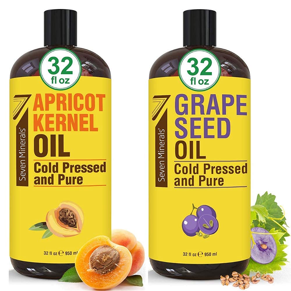 Pure Apricot Kernel Oil & Grapeseed Oil for Skin & Hair Care - 100% Natural, Cold Pressed, Unrefined - Perfect for Massage, Aromatherapy & DIY Beauty Products