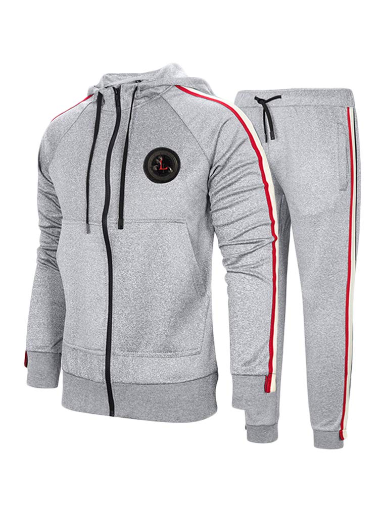 PASOK Men's Casual Tracksuit Set - Long Sleeve Full-Zip Running Jogging Athletic Sweat Suits for Gym, Workout & Streetwear Fashion
