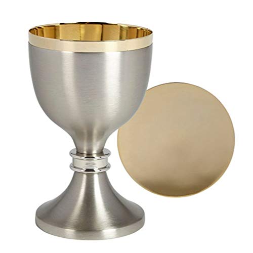 Elegant Two-Tone Chalice and Paten Set for Holy Communion - Perfect for Church Services, Catholic Mass & Religious Ceremonies