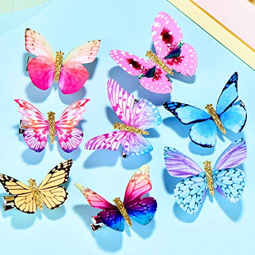 Butterfly Hair Clips for Girls Women & Toddlers - 6 Pack Cute Snap Barrettes for Kids, Ladies & Infants - Perfect for School, Parties & Daily Hair Styling