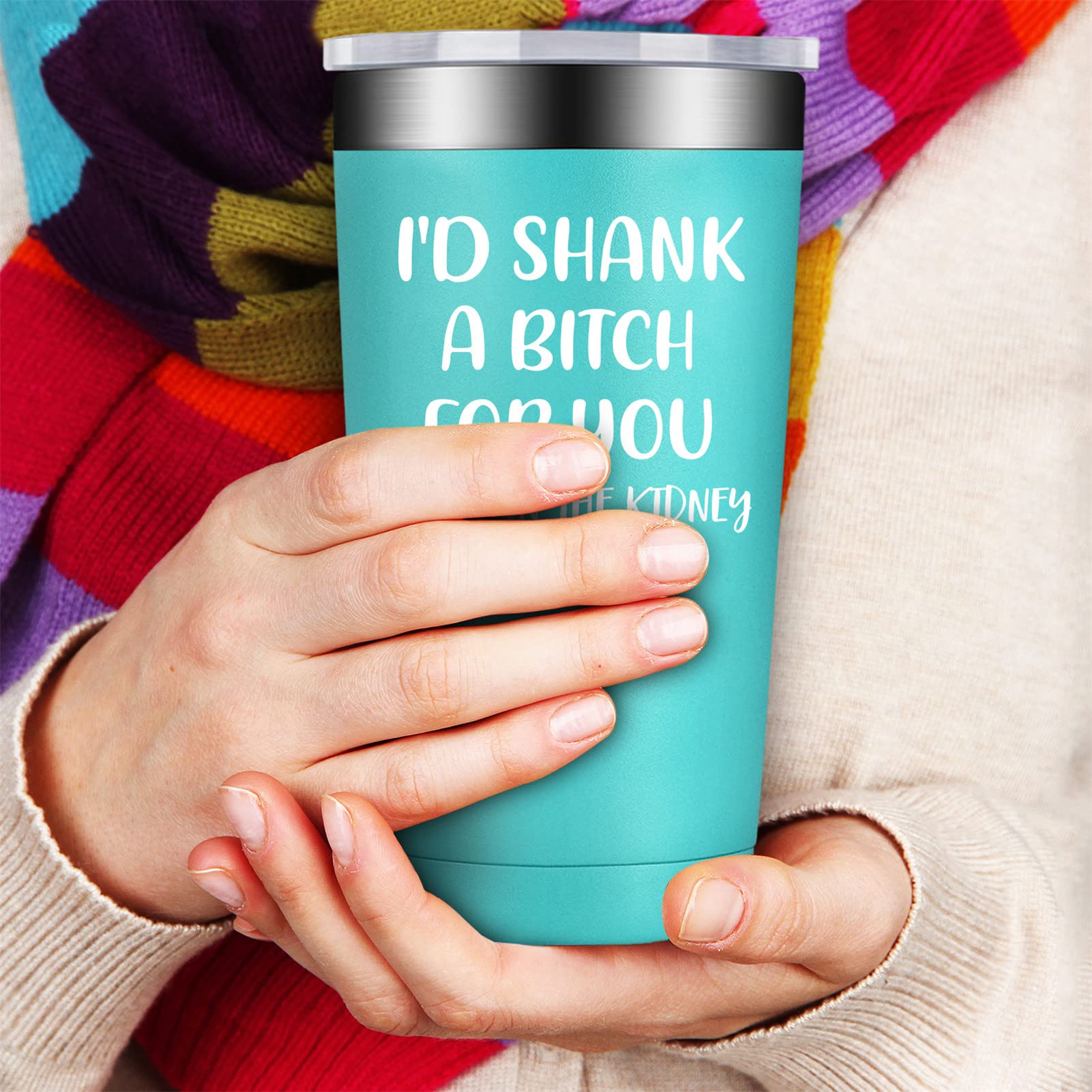 BIRGILT Best Friend Birthday Gifts for Women - Funny 'I'd Shank a B for You' Tumbler Cup - 20oz Insulated Stainless Steel Mug for Female Friends, Coworkers, Sisters, Besties - Perfect for Office, Home, or Travel Use