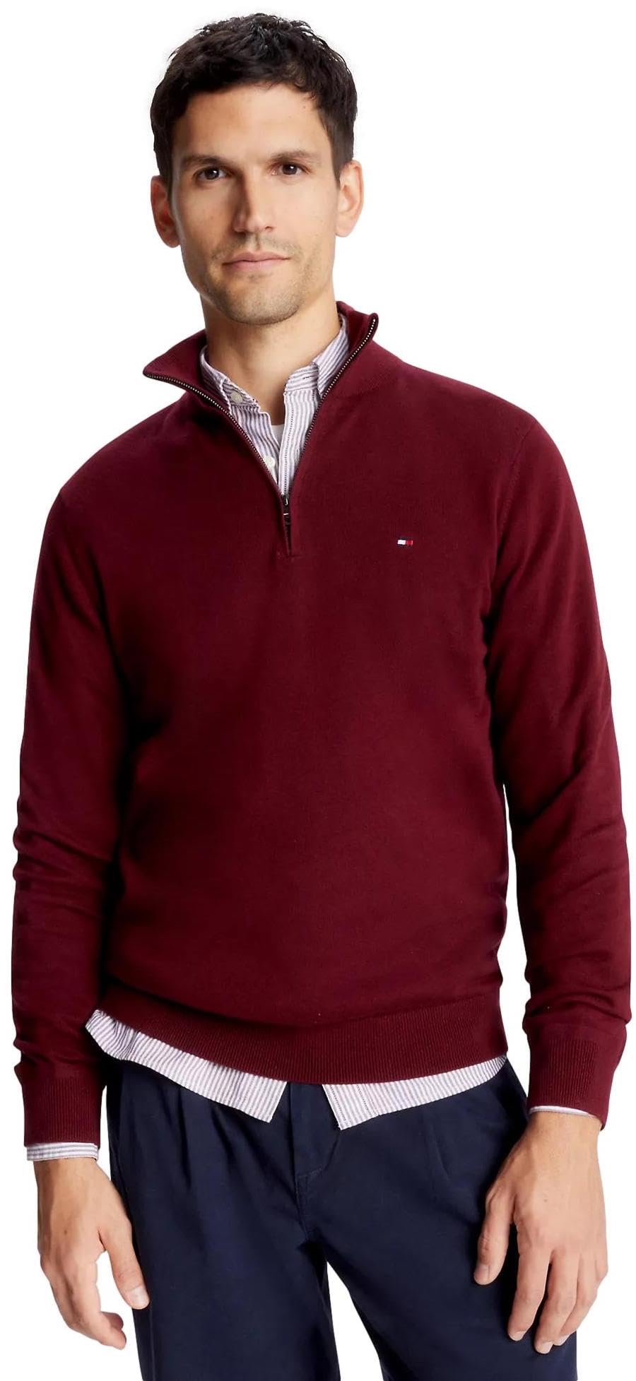 Tommy Hilfiger Men's Casual Pullover Sweater - Soft Cotton Knit Crewneck Long Sleeve Top for Fall & Winter | Perfect for Office, Travel, and Weekend Outfits
