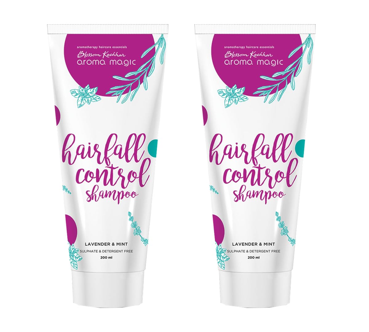 Aroma Magic Hair Fall Control Shampoo for Hair Growth & Shine - 200ml (Pack of 2) | With Reetha, Aloe Vera, Peppermint & Clary Sage Essential Oils | pH Balanced for All Hair Types | Perfect for Daily Use & Scalp Care
