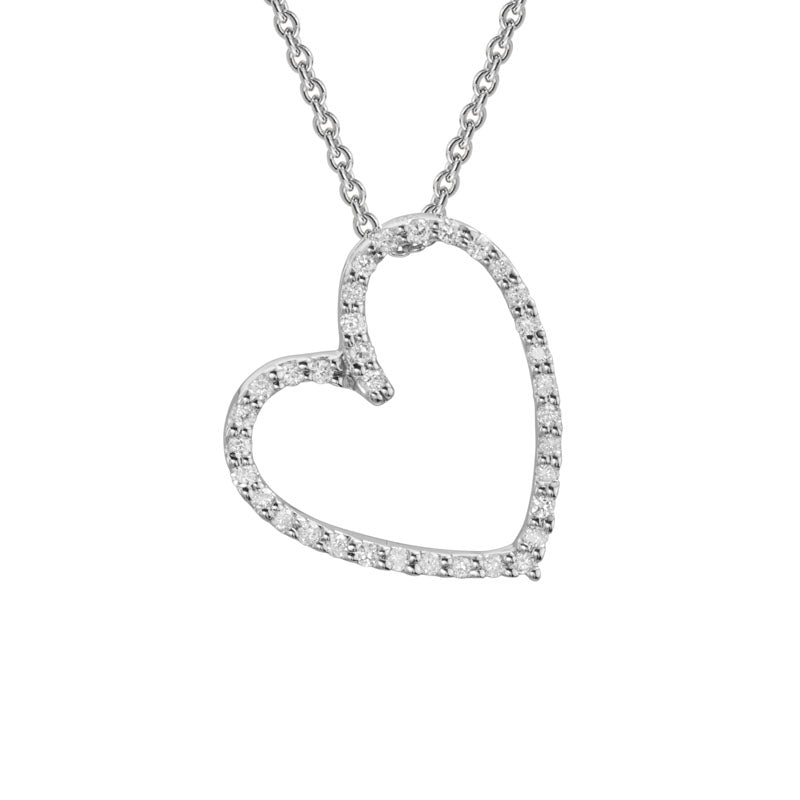 14K Gold Diamond Open Heart Pendant Necklace for Women - Elegant Dainty Jewelry Gift for Valentine's Day, Anniversary & Special Occasions