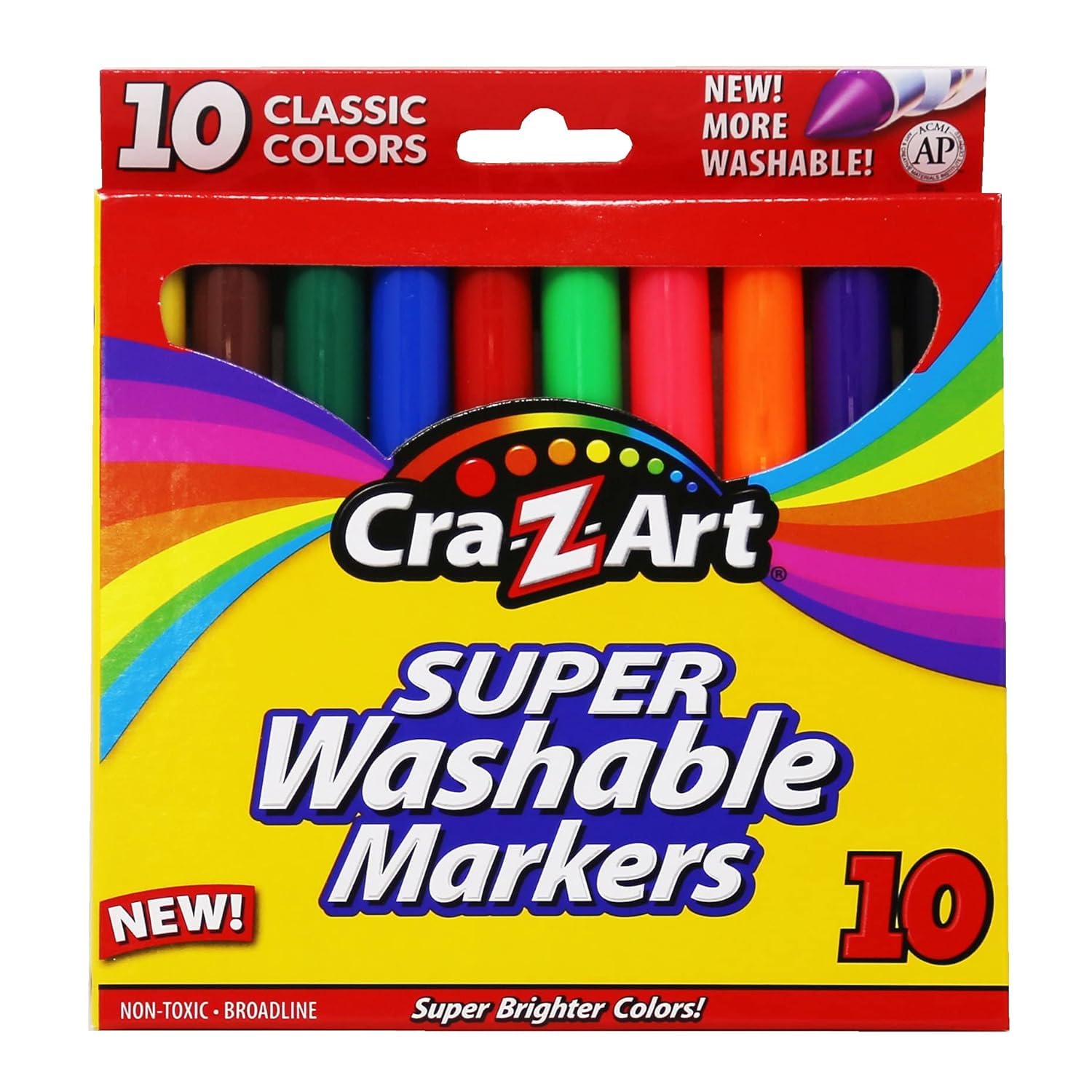 Cra-Z-Art 10002 Classic Colors Washable Markers - 10 Count (6 Pack) | Non-Toxic Art Supplies for Kids, School Projects & Creative Drawing