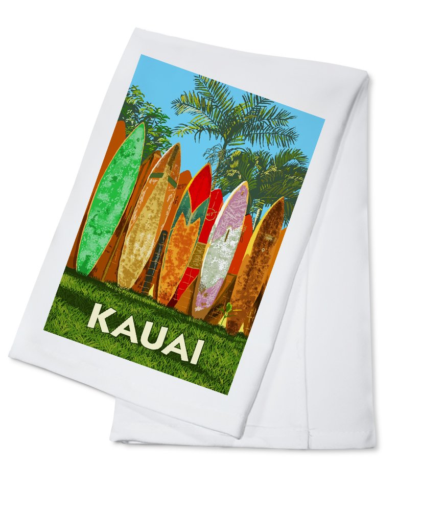 Kauai Surfboard Fence Tea Towel - 100% Cotton Decorative Hand Towel for Kitchen & Home Decor | Beach House, Coastal Style, Surf Shack Gift