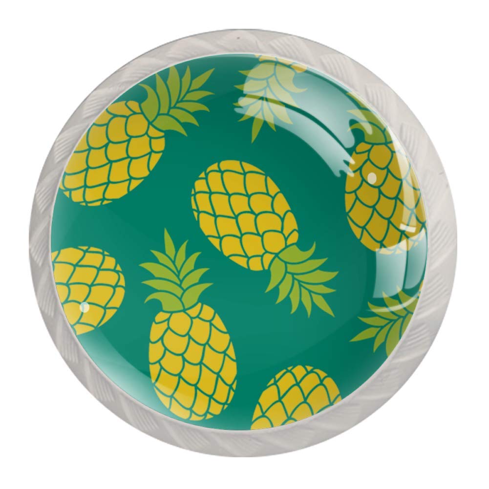 Summer Pineapple Crystal Drawer Knobs - 4 Pack for Kitchen & Wardrobe