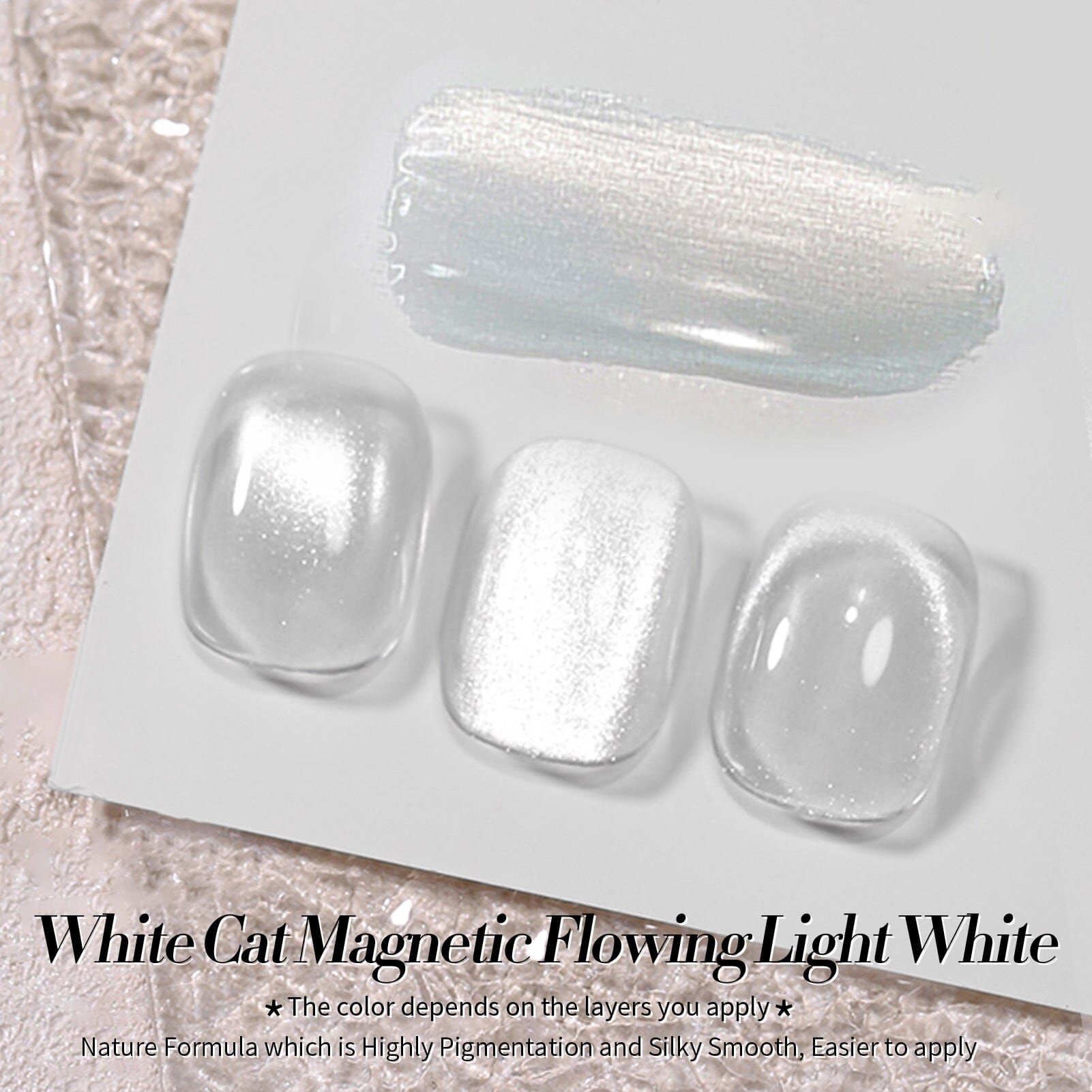 White Cat Magnetic Gel Polish MY77 - 15ml Flowing Light White Nail Polish for Salon & Home Manicures - Perfect for Nail Art, French Tips & Special Occasions