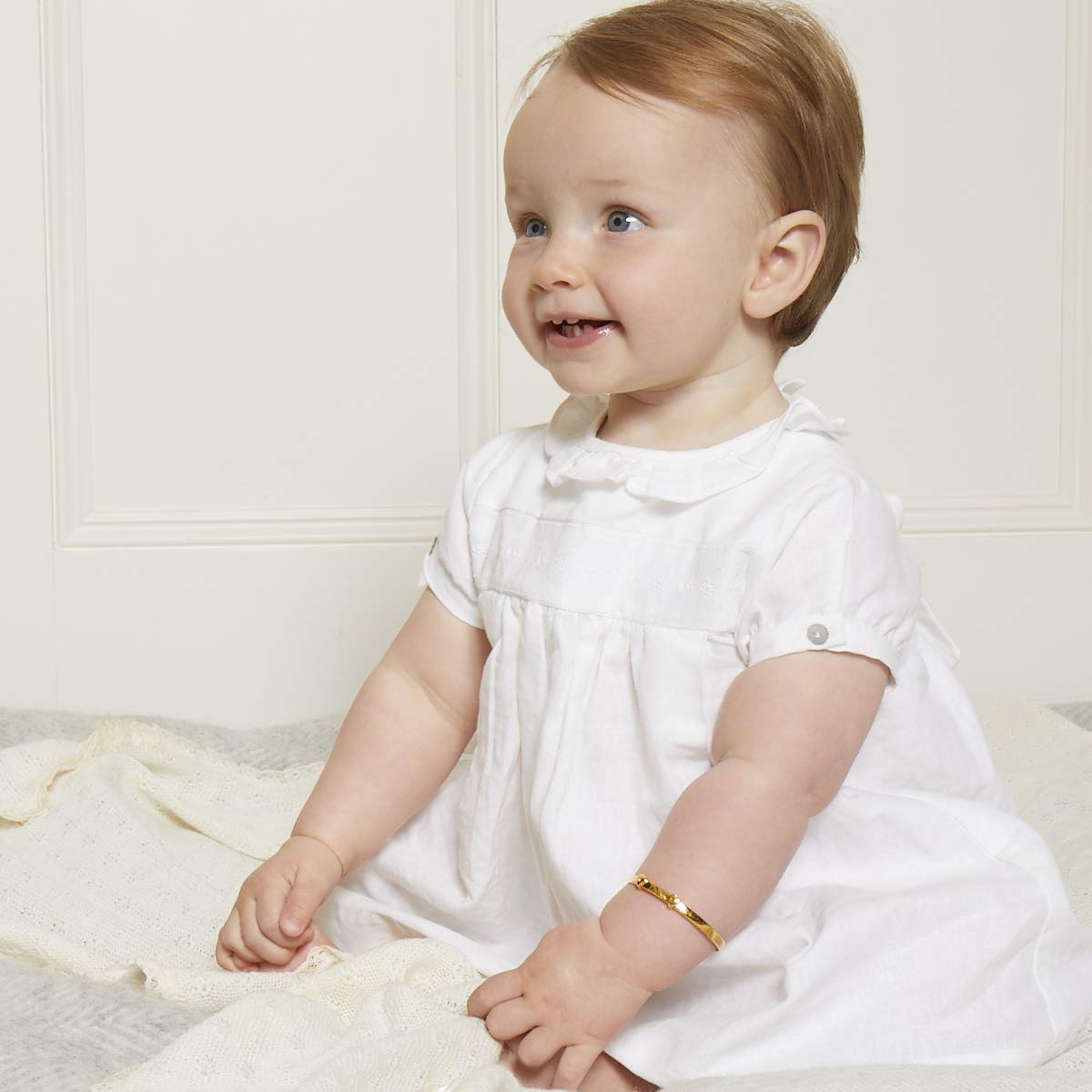 18K Gold Plated Diamond Heart Adjustable Baby Bangle - Baptism Jewelry, Christening Gift, Newborn Keepsake - Perfect for Baby Showers, Birthdays & First Communion Celebrations