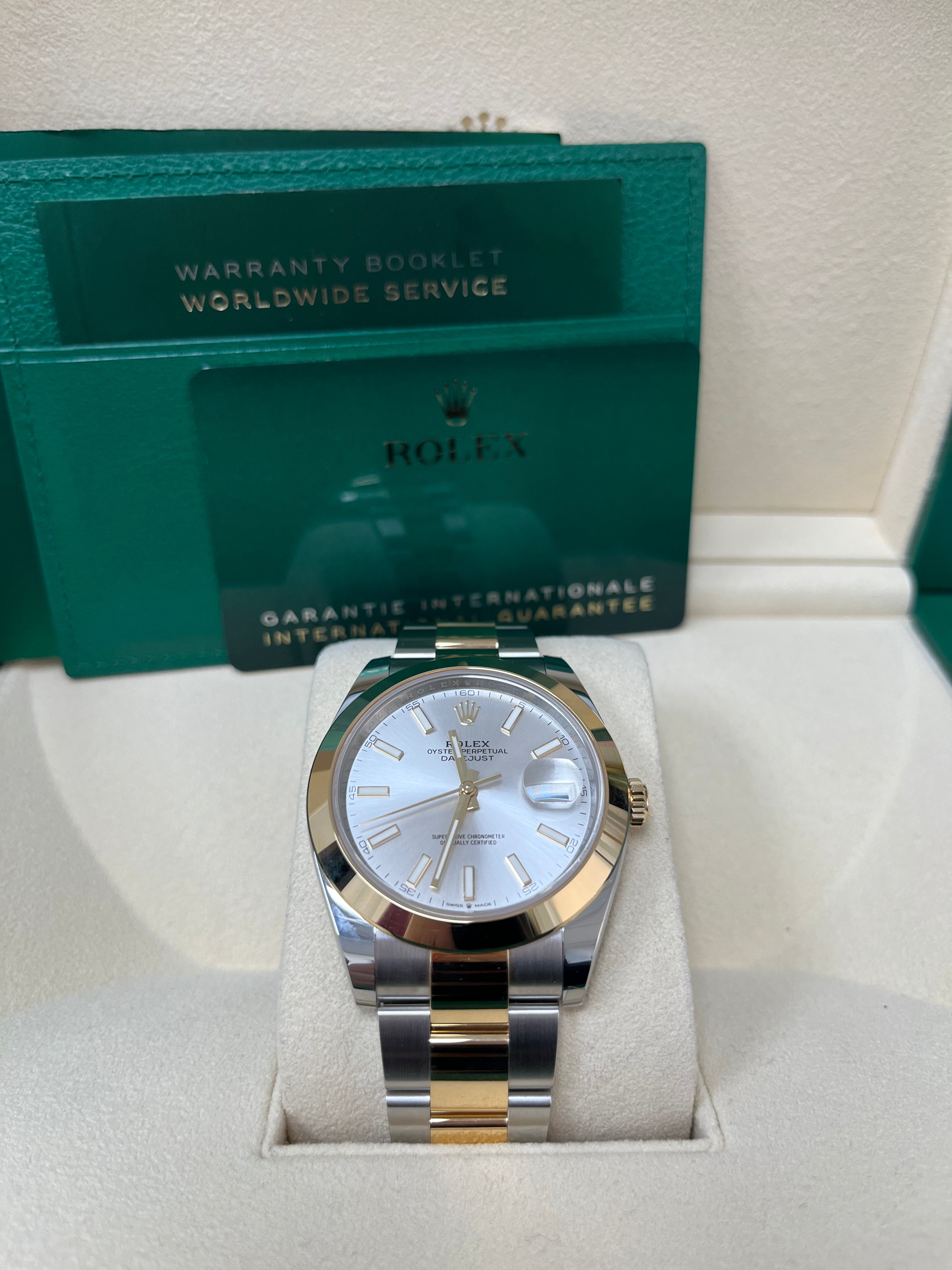 Rolex Datejust 41 Two Tone Yellow Gold & Oystersteel Watch with Silver Index Dial (Ref# 126303) - Luxury Dress Watch for Men, Perfect for Business, Formal Events & Special Occasions