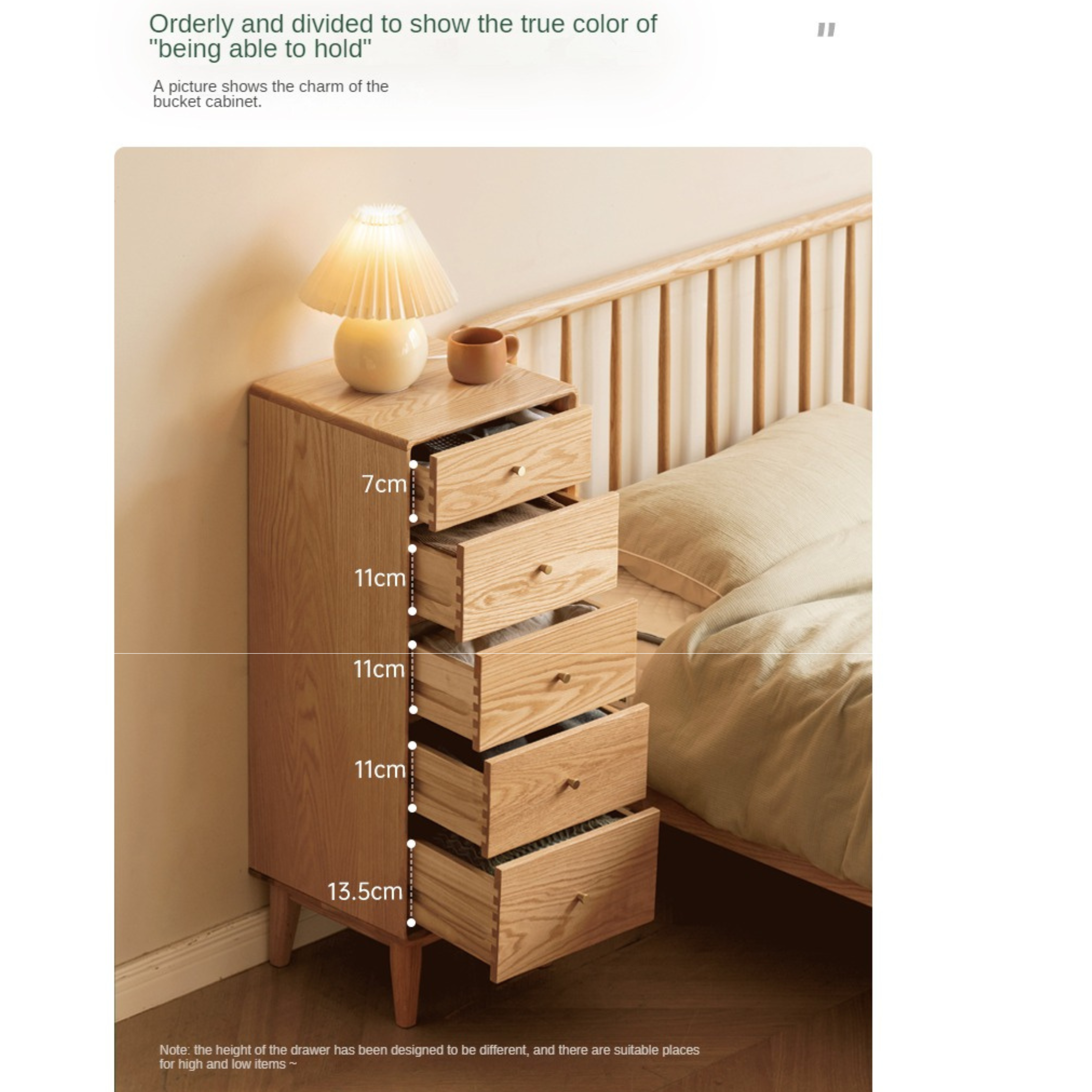 Solid Oak & Beech Wood Chest of Drawers - 5-Drawer Storage Cabinet with Multi-Functional Design for Bedroom, Living Room, and Office Organization